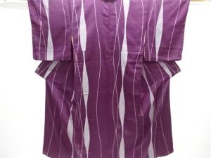 大正ロマン　変わり縞模様織り出しお召着物